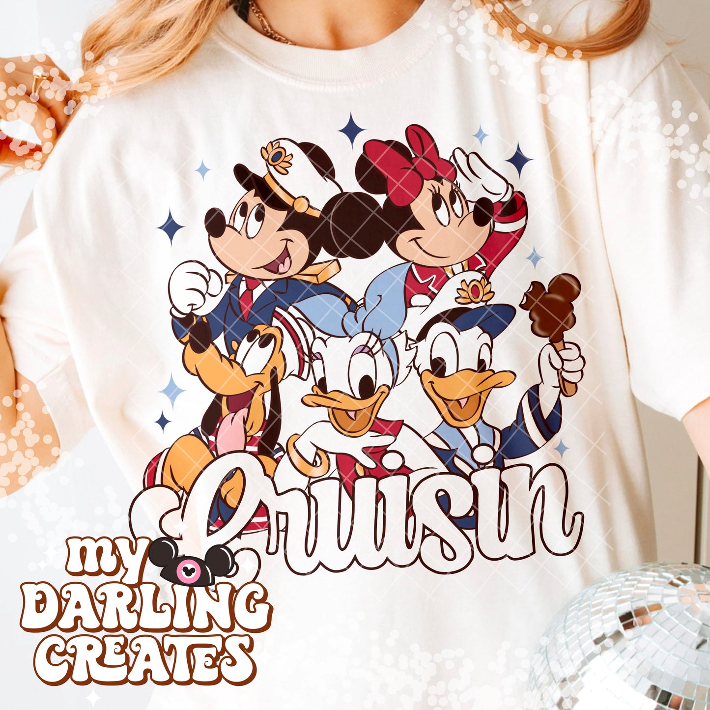 2 Mouse Cruise With Text Gold/White PNG