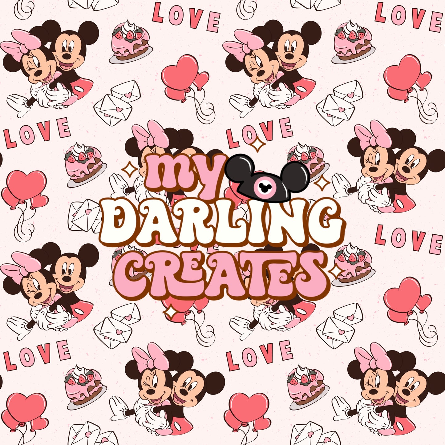 Mouse Love Pink - Seamless Pattern