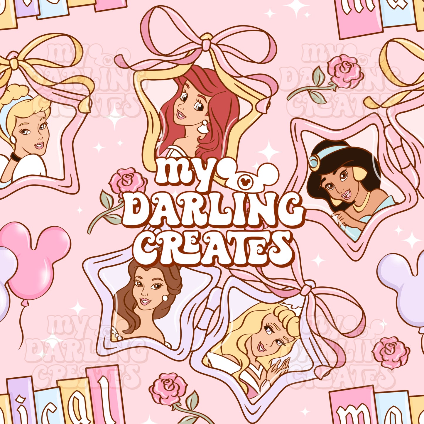 Pastel Pink Classic Princess Lockets - Seamless File