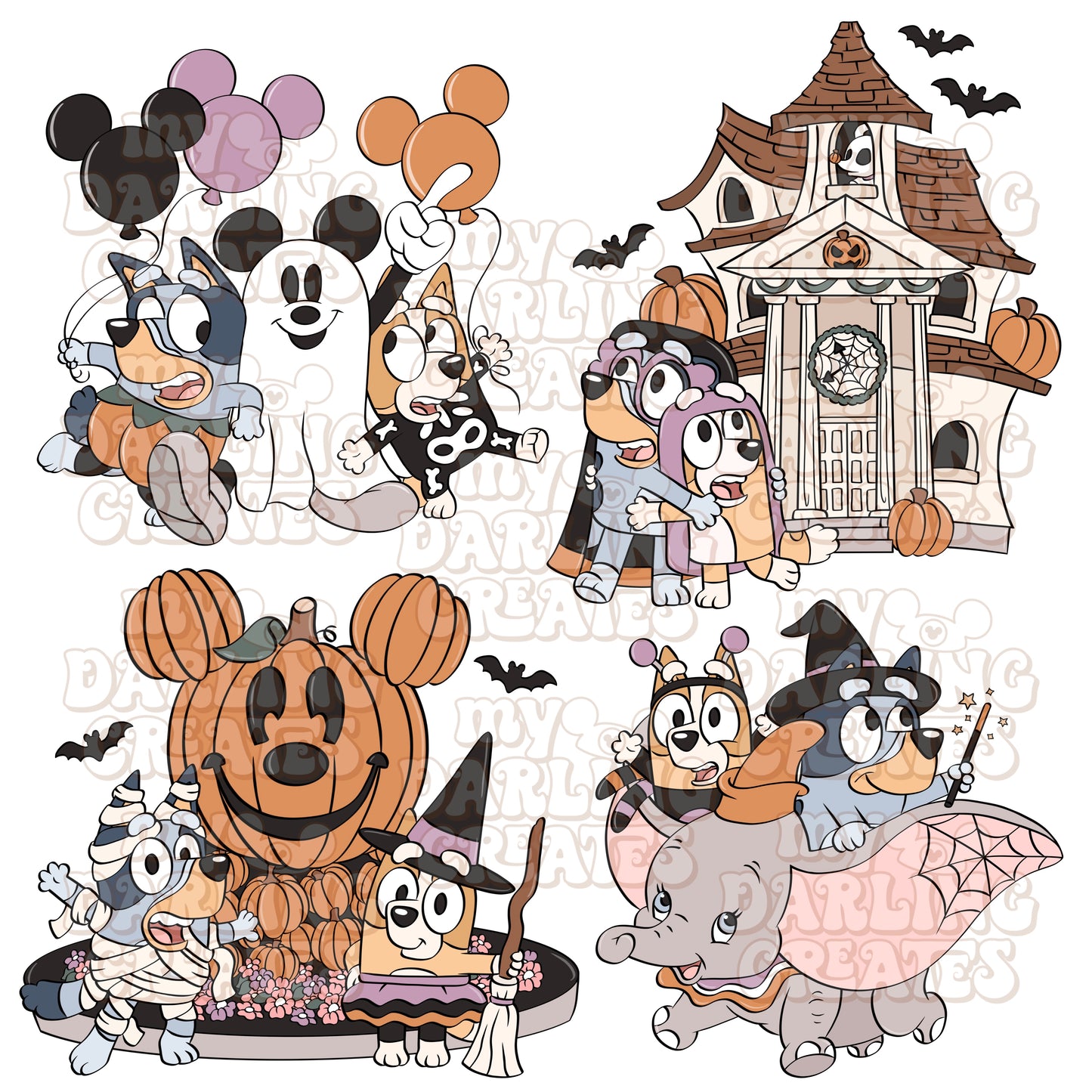 Spooky Sisters Park Adventures Collage PNG