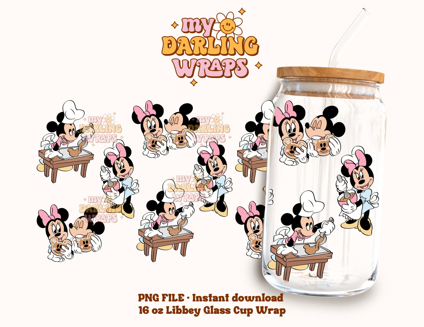 (2) Cookie Crew Mouse - Cup Wrap File PNG