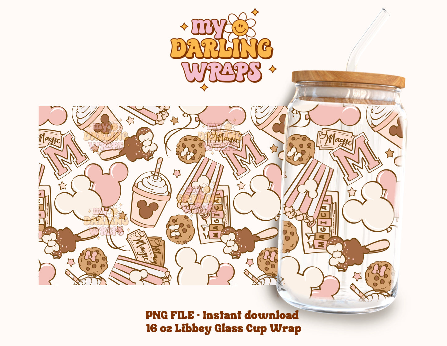 Neutrally Pink Park Snacks - Cup Wrap File PNG