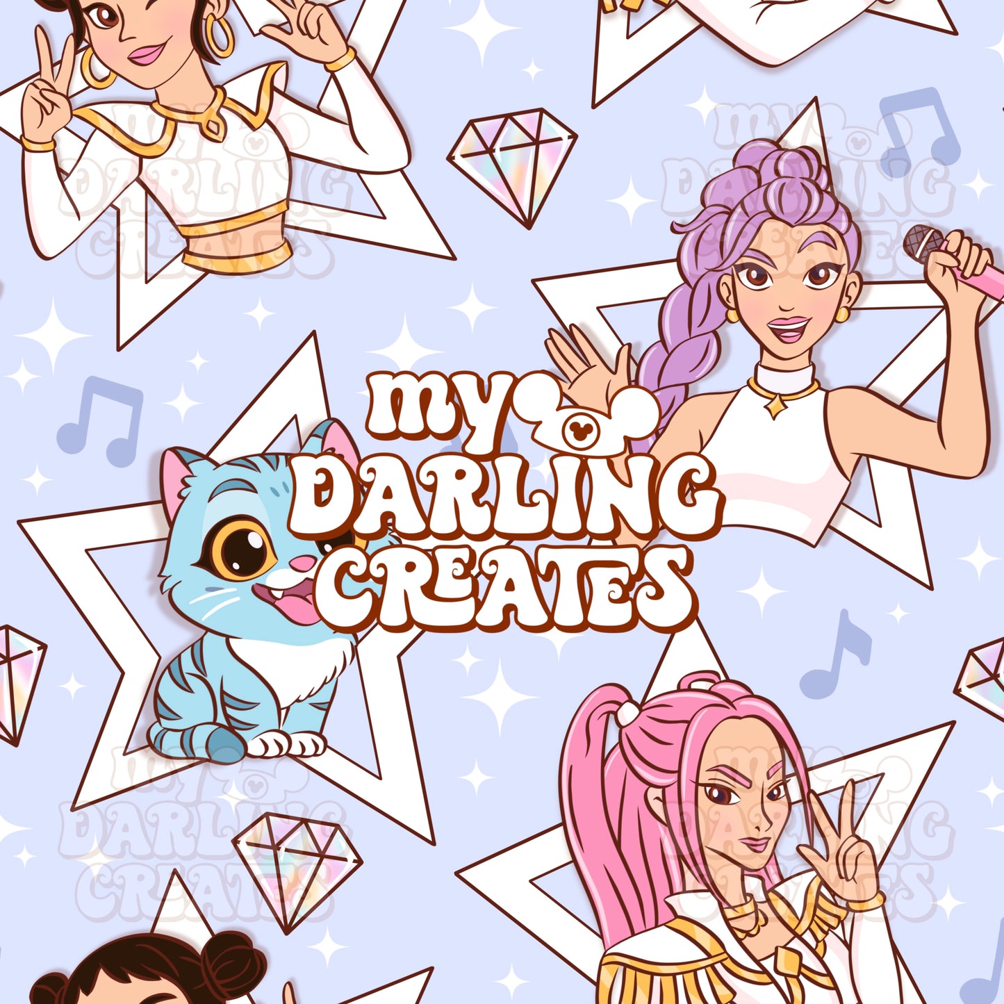 K Pop Star Party Blue - Seamless File