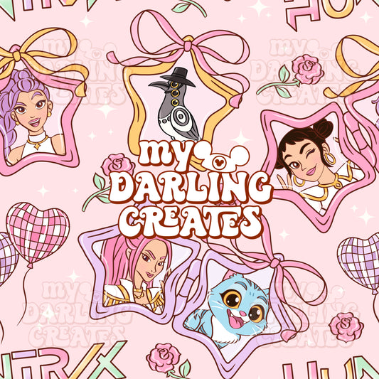 K Pop Girls Lockets Pink - Seamless File