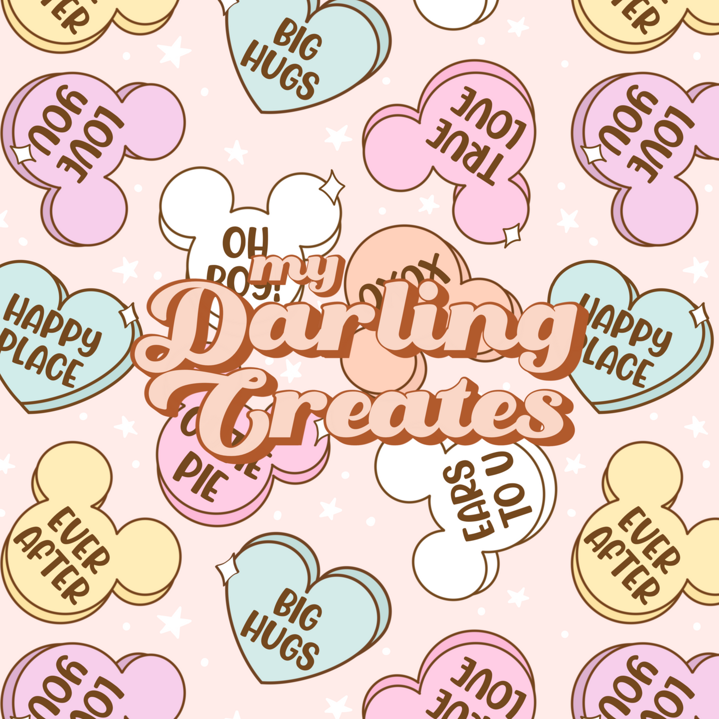 Candy Hearts and Mouse - Seamless File