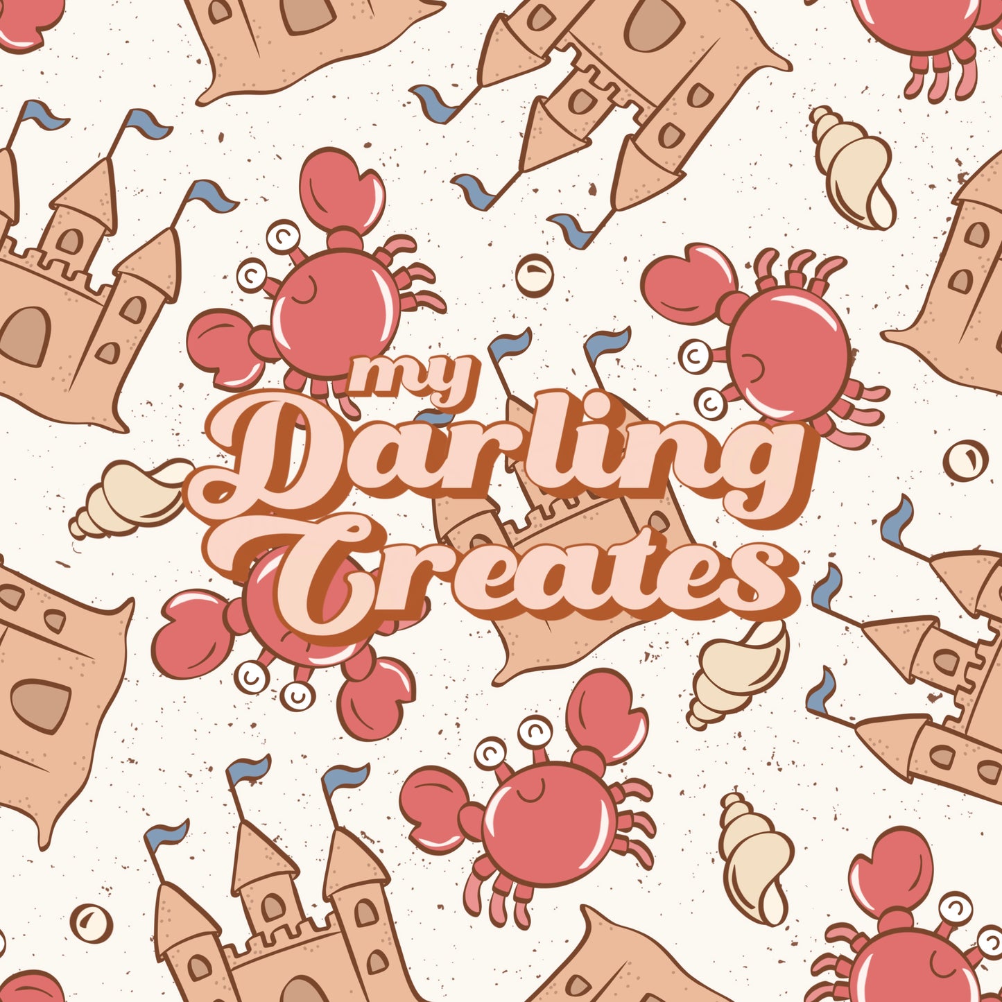 Sand Castles and Red Crabs - Seamless Pattern
