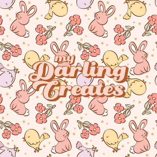 Bunny and Birds - Seamless Pattern