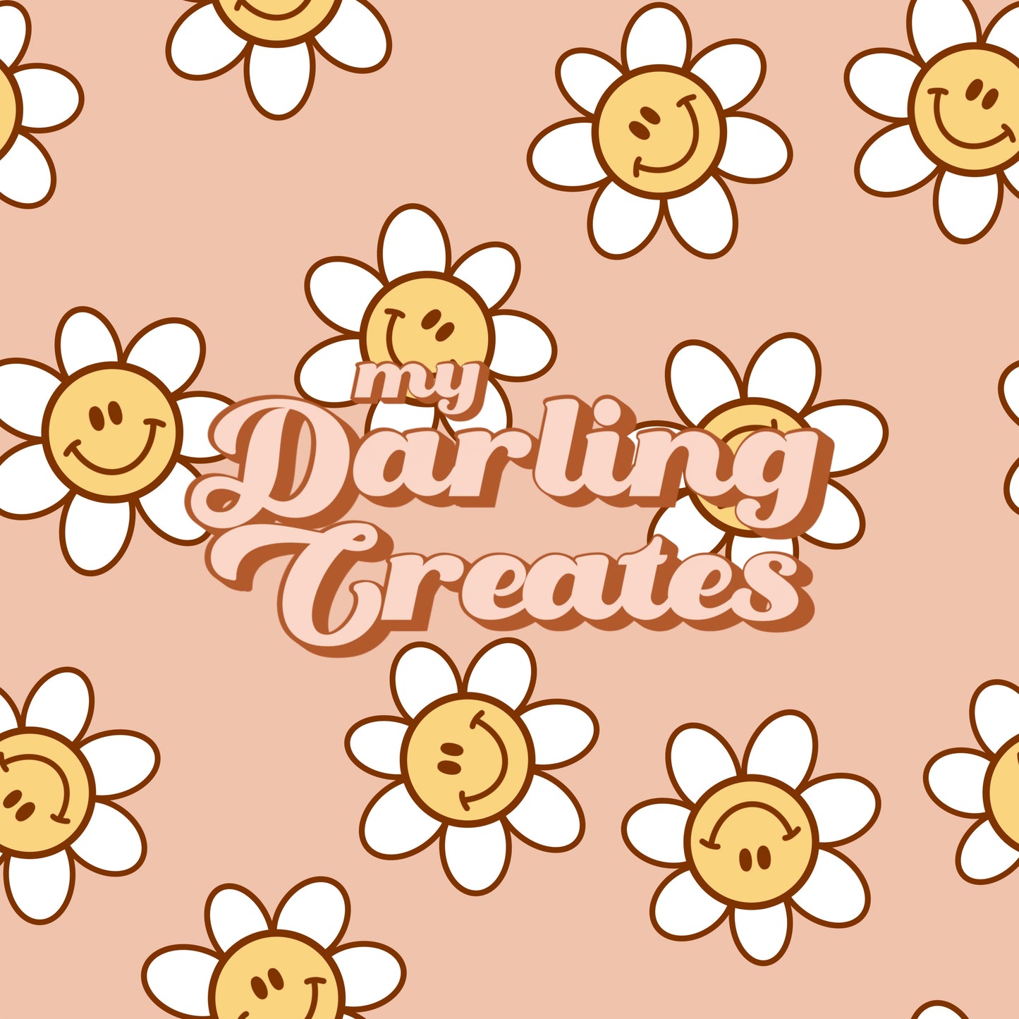 Happy Flowers Groovy - Seamless Pattern