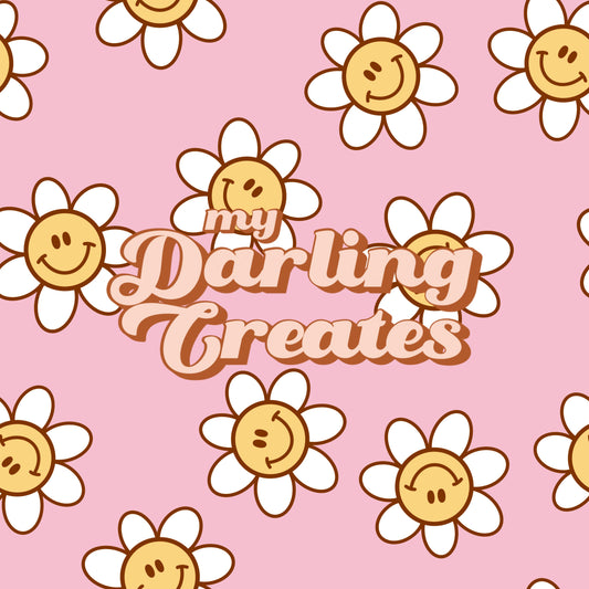 Happy Flowers Pink - Seamless Pattern