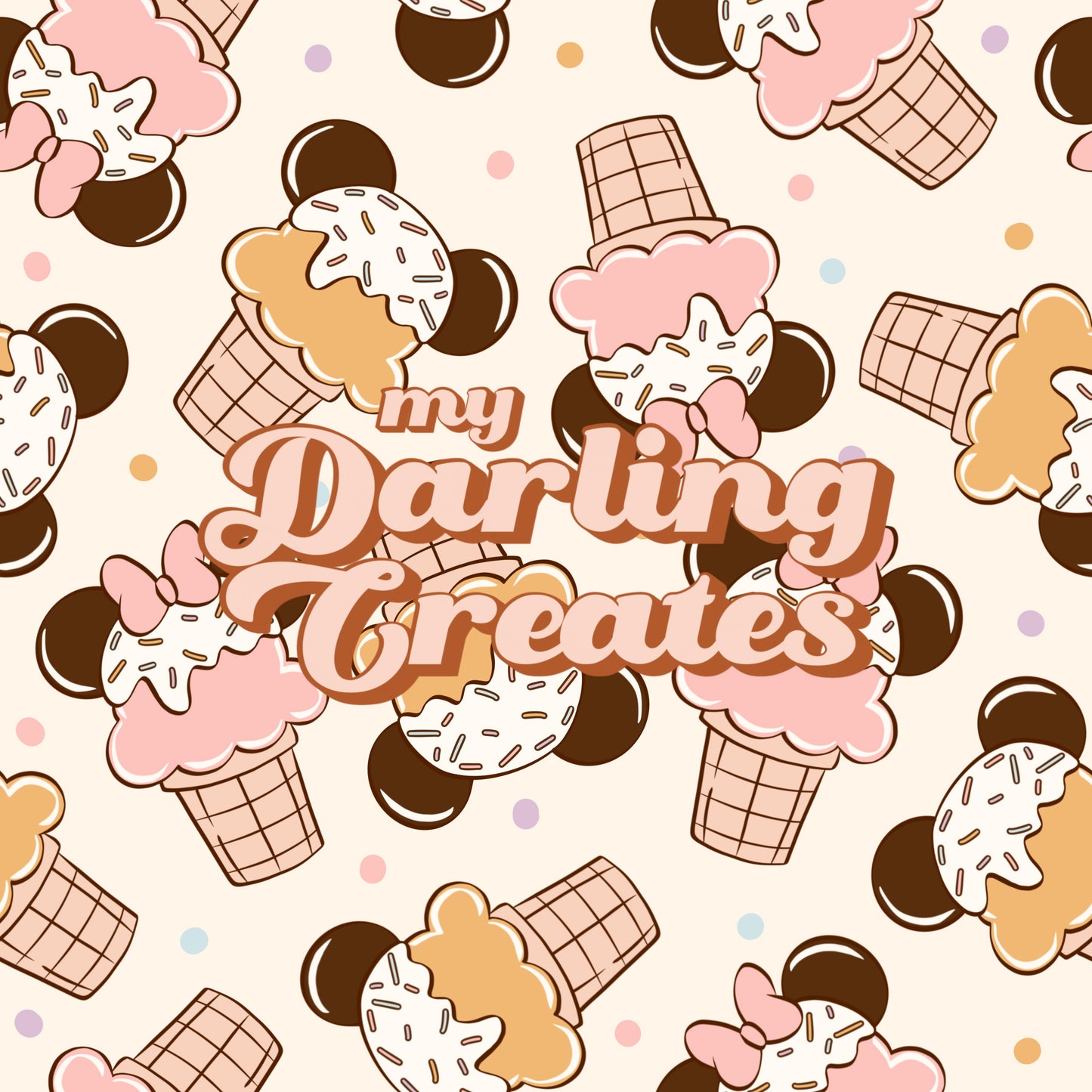 Mouse Ice Cream Pink - Seamless Pattern